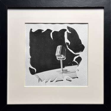 Retro microphone, Polaroid, one-of-a-kind mixed-media art Фотография под названием "Retro microphone, P…" - Vladimir Borele, Подлинное произведение искусства, Пленочная фотография