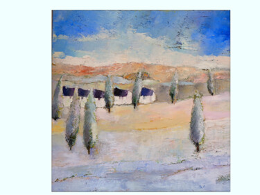 Peinture intitulée "peupliers" par Philippe Burban, Œuvre d'art originale, Huile
