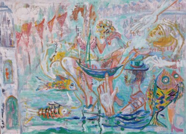 Pittura intitolato "Karmic River of dre…" da Dalma Schwertführer-Dobisz, Opera d'arte originale, Olio