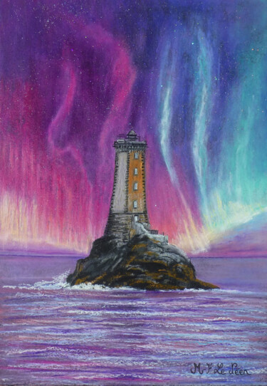 Disegno intitolato "phare de la Vieille…" da Marie-Françoise Le Néen, Opera d'arte originale, Pastello Montato su artwork_ca…