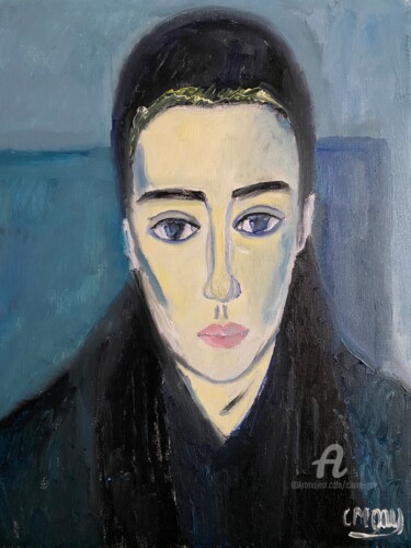 "Bleus" Peinture intitulée ""Bleus"" par Claire Marie Gay, Œuvre d'art originale, Huile Monté sur Panneau de bois