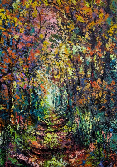 Painting titled "Maëlys" by Nathalie Jaguin, Original Artwork, Acrylic Mounted on Wood Stretcher frame