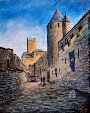 绘画 标题为“Citadel of Carcasso…” 由Laura Cadei, 原创艺术品, 丙烯