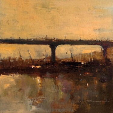 Peinture intitulée "Nantes le pont de C…" par Philippe Perennou, Œuvre d'art originale, Acrylique Monté sur Panneau de bois