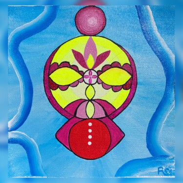Painting titled "Blue. Mask materia" by Ra, Original Artwork, Acrylic
