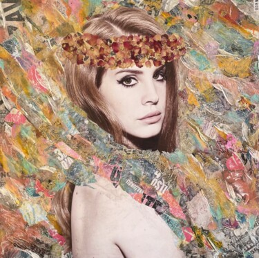 拼贴 标题为“Lana Del Rey” 由Maëva Stara, 原创艺术品, 拼贴 安装在木质担架架上