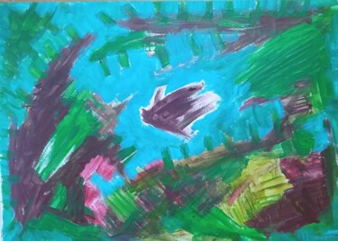 Peinture intitulée "L oiseau te guide" par Seny Jasna, Œuvre d'art originale, Acrylique