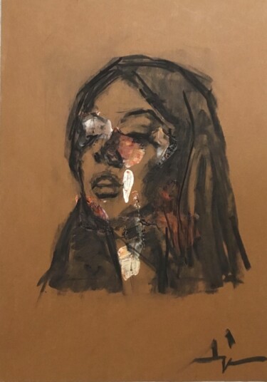图画 标题为“Valeria” 由Dominique Dève, 原创艺术品, 木炭