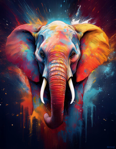 Arts numériques intitulée "Elephant Digital Po…" par Mathias (1975), Œuvre d'art originale, Peinture numérique