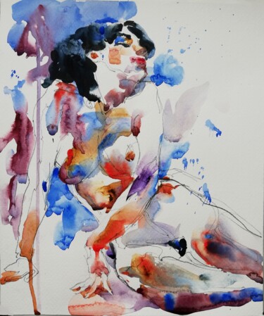 Painting titled "Bather XXXI" by Jelena Djokic, Original Artwork, Watercolor