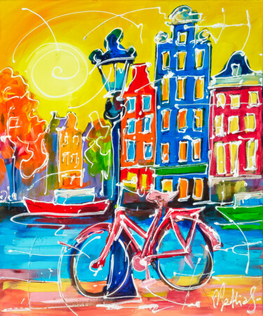 Bike of Amsterdam, sunny composition Painting titled "Bike of Amsterdam,…" by Mathias (1975), Original Artwork, Acrylic