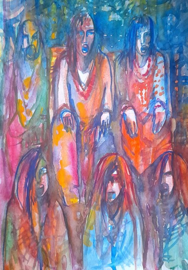 제목이 "choral singing"인 미술작품 Alexey Zhucovsky로, 원작, 수채화