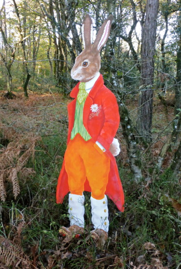 Peinture intitulée "A rabbit in the gar…" par Brigitte Ruban, Œuvre d'art originale, Acrylique