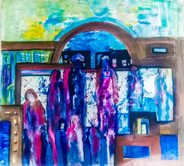 Painting titled "Small Village" by Mahmoud Elmardi, Original Artwork, Acrylic