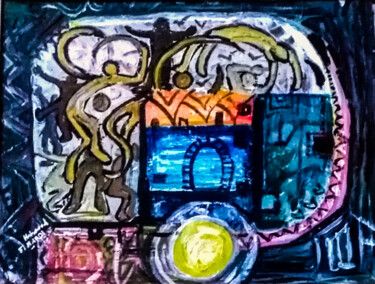 Painting titled "Dance" by Mahmoud Elmardi, Original Artwork, Acrylic Mounted on Wood Stretcher frame