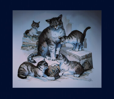 Digitale Kunst mit dem Titel "Kattzen 2024 -1" von Franz Grausenburger, Original-Kunstwerk, Digitale Malerei