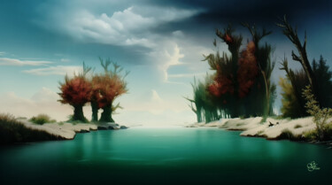 Digitale Kunst mit dem Titel "Morgenstimmung 1" von Franz Grausenburger, Original-Kunstwerk, Digitale Malerei