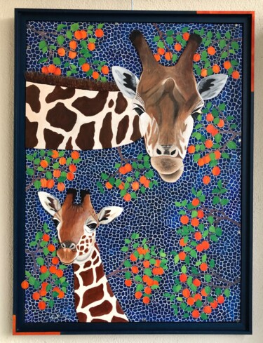 Peinture intitulée "Girafozabriko" par Frank Guillard, Œuvre d'art originale, Huile Monté sur Châssis en bois