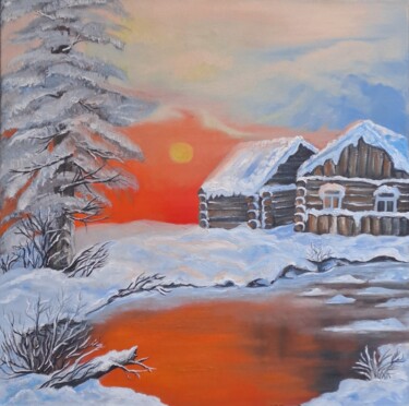 Schilderij getiteld "И снова зима" door Zhanna Dudzinska, Origineel Kunstwerk, Olie