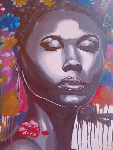 Painting titled "African queen colou…" by Obed Omwange, Original Artwork, Acrylic Mounted on Wood Stretcher frame