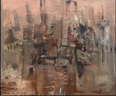 Painting titled "D'ici & d'ailleurs 3" by Maya Farhat, Original Artwork, Oil Mounted on Wood Stretcher frame