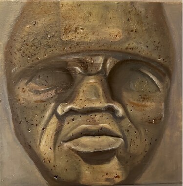 Painting titled "Résilience" by Maya Farhat, Original Artwork, Oil Mounted on Wood Stretcher frame
