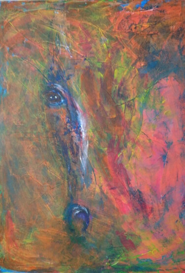 绘画 标题为“The Equine Eye” 由Anne Dickens, 原创艺术品, 丙烯 安装在木质担架架上