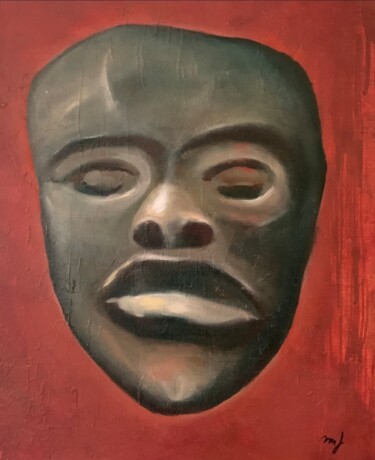 绘画 标题为“Masque africain” 由Maya Farhat, 原创艺术品, 油 安装在木质担架架上
