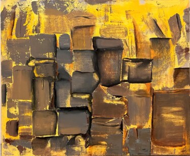 Peinture intitulée "Les bâtisseurs" par Maya Farhat, Œuvre d'art originale, Huile Monté sur Châssis en bois