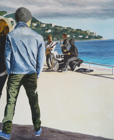 Peinture intitulée "Nice, promenade des…" par Karine Bartoli, Œuvre d'art originale, Huile