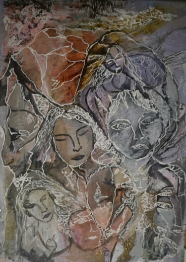 Pintura titulada "Féerie des fils de…" por Abricodéal Îles, Obra de arte original, Acrílico Montado en Bastidor de camilla d…