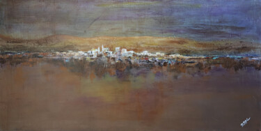 Painting titled "Le village" by Didier Di Martino, Original Artwork, Acrylic Mounted on Wood Stretcher frame