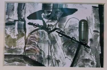 "Seznec" başlıklı Tablo Samuel Etienne tarafından, Orijinal sanat, Karakalem artwork_cat. üzerine monte edilmiş
