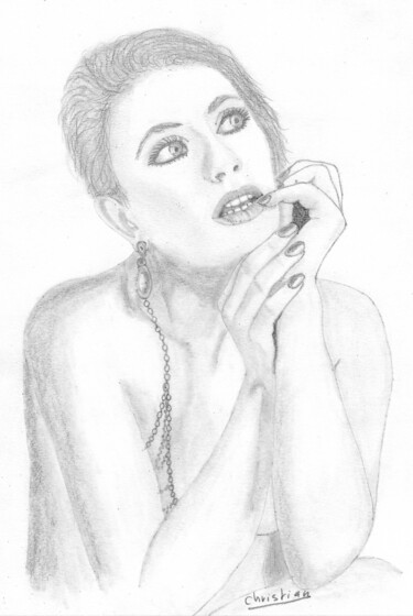 Dessin intitulée "Elisa" par Christian Chollet, Œuvre d'art originale, Graphite Monté sur Aluminium