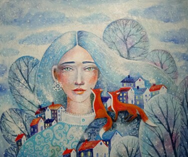 绘画 标题为“Winter” 由Юлия Поташова (Вострикова), 原创艺术品, 丙烯 安装在木质担架架上