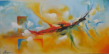 绘画 标题为“Flying, Intergalact…” 由Romeo Dobrota, 原创艺术品, 丙烯 安装在木质担架架上