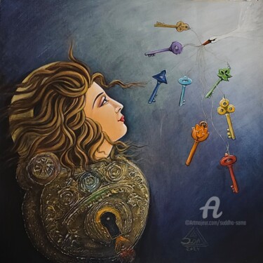 Painting titled "Unlocking" by Suddha Sama, Original Artwork, Acrylic