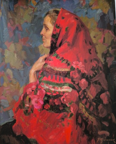 Painting titled "A portrait of the M…" by Viktor Cyganuk, Original Artwork, Oil Mounted on Wood Stretcher frame