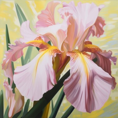 Painting titled "FLOWER II" by Olivier De Tullasky, Original Artwork, Acrylic Mounted on Wood Stretcher frame