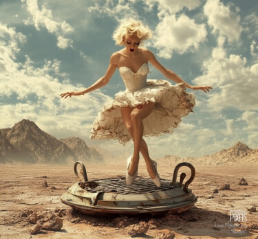 Digital Arts titled "“Marilyn”" by Pointless Pixels, Original Artwork, AI generated image Mounted on Wood Stretcher frame