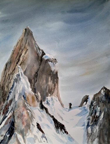 Peinture intitulée "UNE RANDO EN HAUTE…" par Alain Devienne, Œuvre d'art originale, Aquarelle