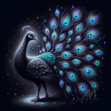 数字艺术 标题为“The Cosmic Peacock” 由Aashish Singh, 原创艺术品, 数字油画