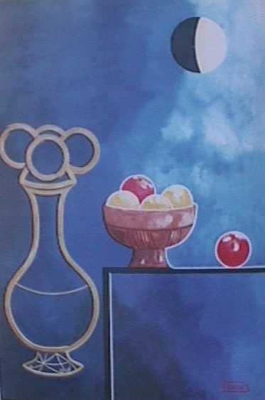 Pintura titulada "AZUL Y LUNA" por Orlando Torres, Obra de arte original