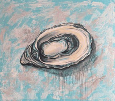 「clam in blue tones…」というタイトルの絵画 Anna Bugeraによって, オリジナルのアートワーク, アクリル ウッドストレッチャーフレームにマウント