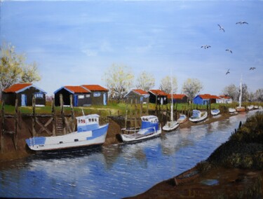 LE CHENAL DE MARENNES Peinture intitulée "LE CHENAL DE MARENN…" par Bertrand Delogne, Œuvre d'art originale, Huile Monté sur Châssis en bois
