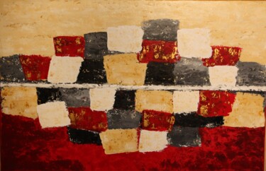 COMPOSITION 2 OCRE ET ROUGE Painting titled "COMPOSITION 2 OCRE…" by Bertrand Delogne, Original Artwork, Acrylic Mounted on Wood Stretcher frame