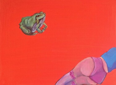 Pittura intitolato "Princess and the fr…" da Laura Tuča, Opera d'arte originale, Acrilico Montato su Telaio per barella in l…