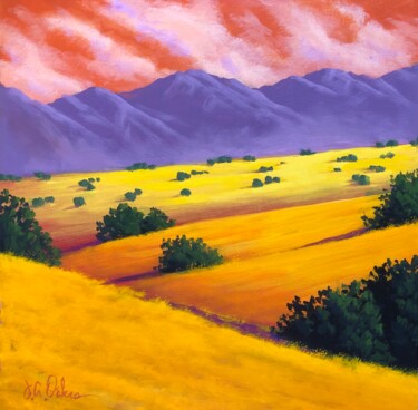 Pittura intitolato "Golden Prairie II" da Joe A. Oakes, Opera d'arte originale, Acrilico Montato su Telaio per barella in le…