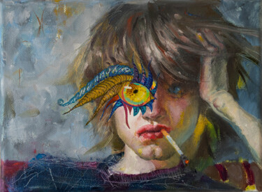 Peinture intitulée "L'œil du dragon" par Julia Go, Œuvre d'art originale, Huile