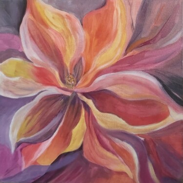 Peinture intitulée "Orange-yellow flowe…" par Anastasiia Kolomashkina, Œuvre d'art originale, Acrylique Monté sur Carton